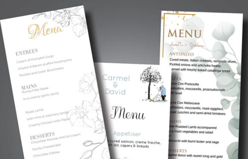 in thực đơn tiệc cưới