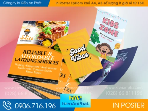 Bảng Giá in Poster TpHcm khổ A4, A3 số lượng ít giá rẻ từ 15K